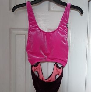 VS PINK Medium ONE PIECE BATHING SUIT VELVET